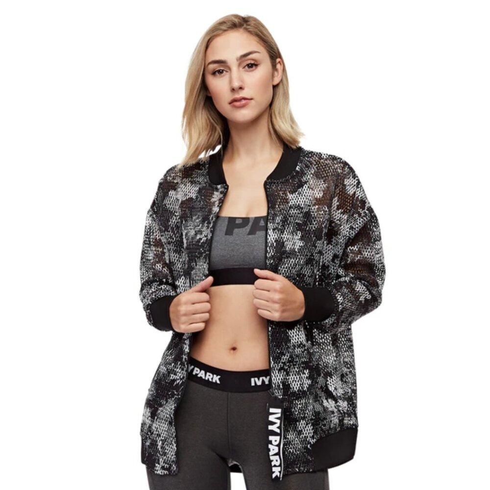 Ivy Park Oversized Floral Mesh Bomber Jacket Streetwear Athleisure
